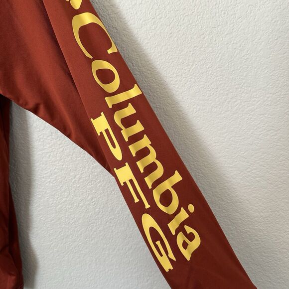 Columbia 1/2 Zip Long Sleeve Mens Tee XL, Burnt Red EUC - Picture 5 of 7